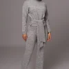 JLUXLABEL Grey Ivy Sweater Knit Pant Set