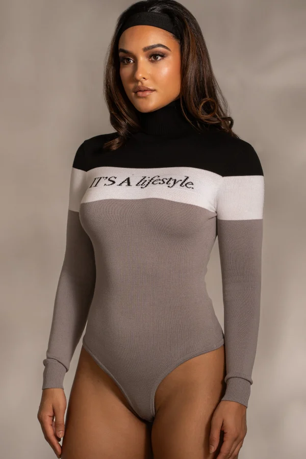 JLUXLABEL Grey Lifestyle Knit Bodysuit