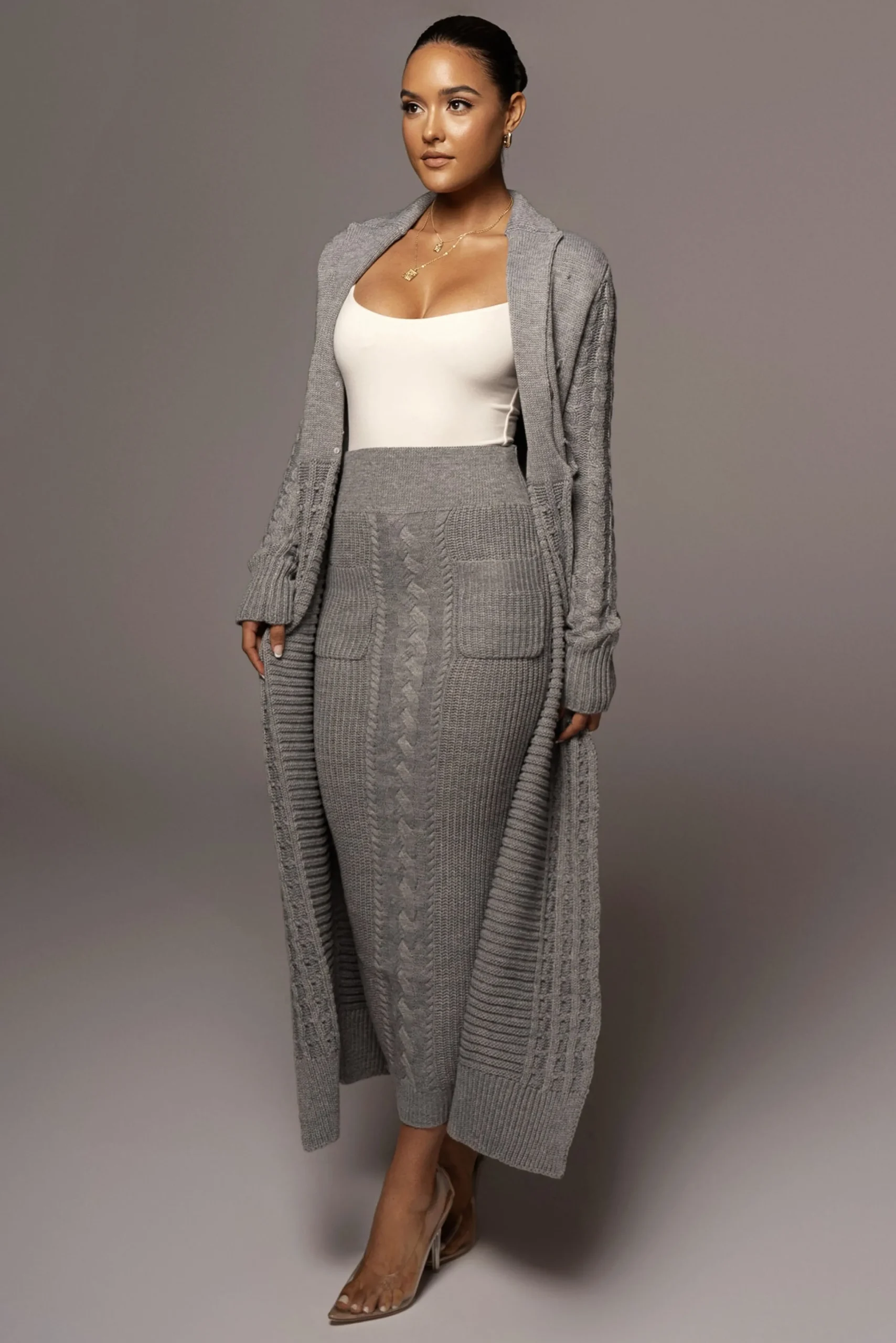grey_missy_cable_sweater__5.webp JLUXLABEL Grey Missy Cable Sweater Midi Skirt