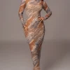 JLUXLABEL Grey Multi Solana Mesh Maxi Dress