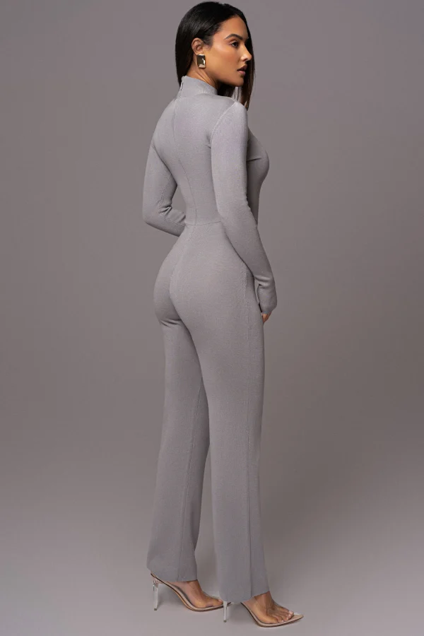 JLUXLABEL Grey Noel Sweater Knit Jumpsuit