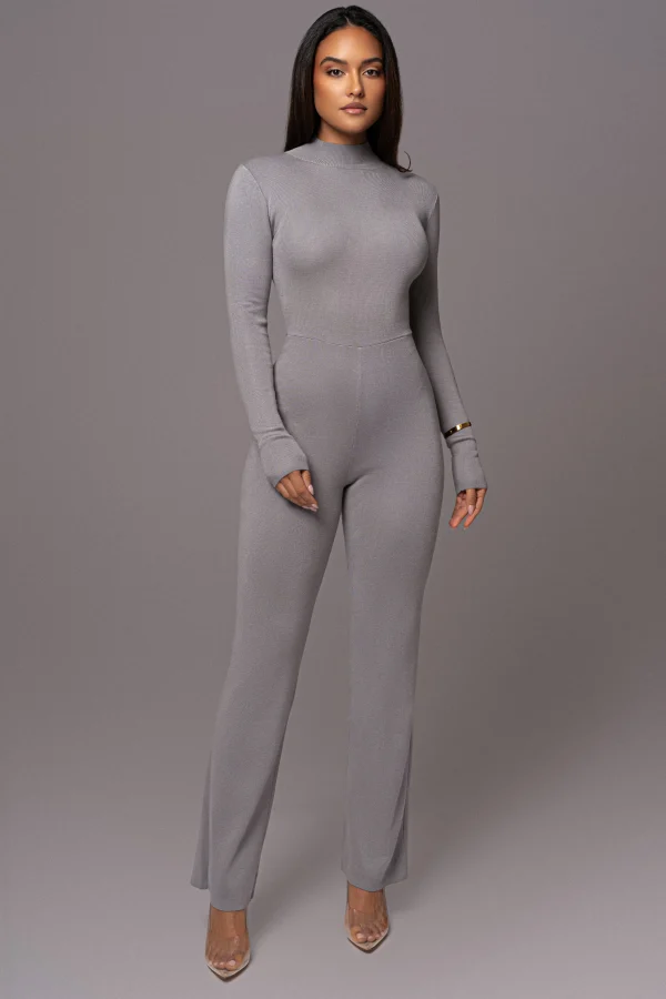 JLUXLABEL Grey Noel Sweater Knit Jumpsuit