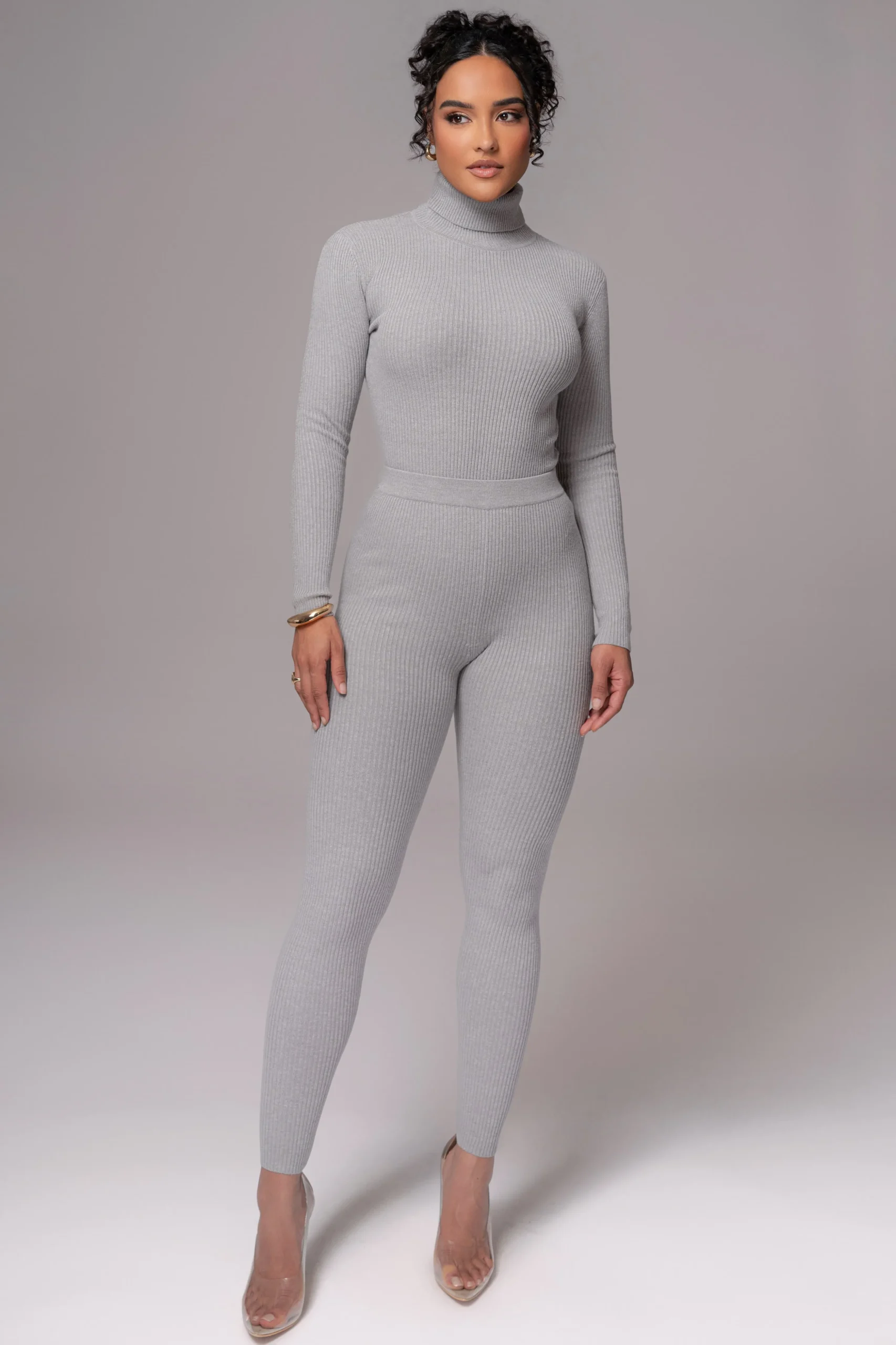 heather_grey_arlett_turtl_5.webp JLUXLABEL Heather Grey Arlett Turtleneck Bodysuit