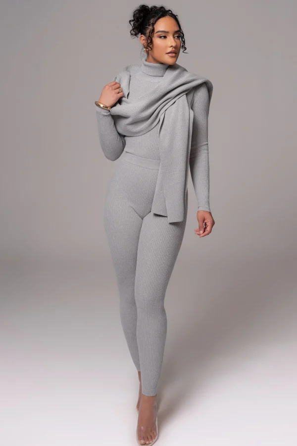 JLUXLABEL Heather Grey Cardinal Essential Knit Scarf