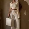 JLUXLABEL Ivory Back In Business Knit Trousers