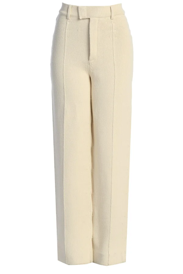 JLUXLABEL Ivory Back In Business Knit Trousers