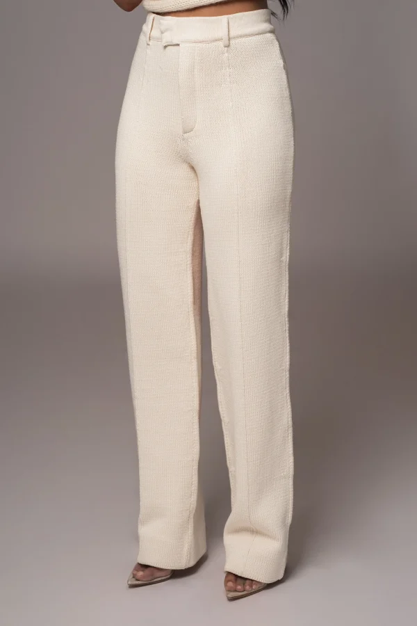 JLUXLABEL Ivory Back In Business Knit Trousers
