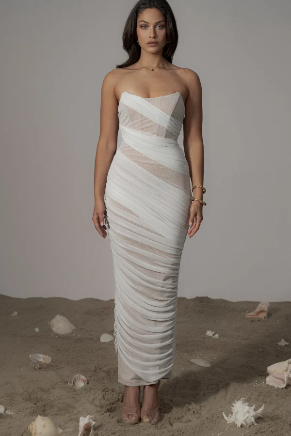 JLUXLABEL Ivory Catalina Lurex Knit Maxi Dress