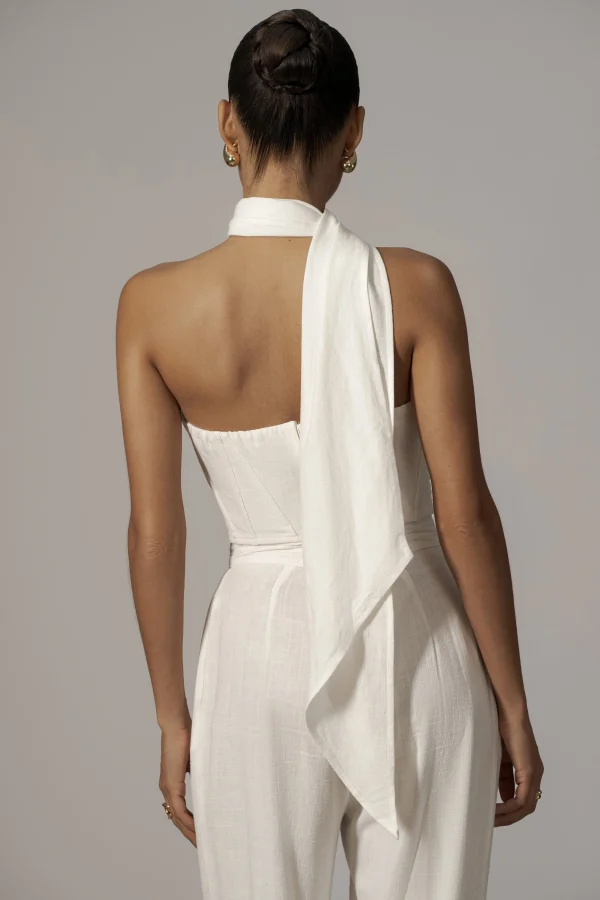 JLUXLABEL Ivory Coastal Bliss Linen Bustier