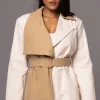 JLUXLABEL Ivory Color Block Summit Belted Jacket