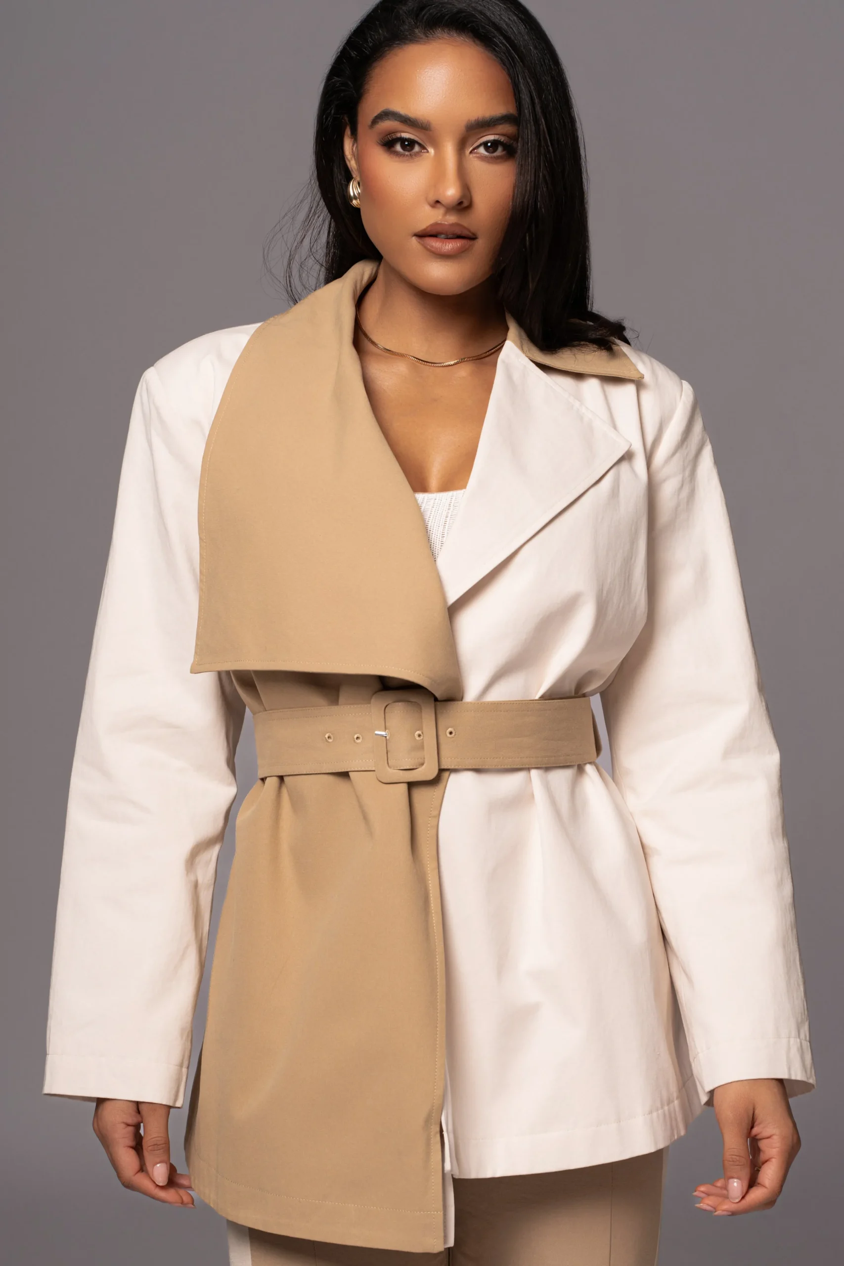ivory_color_block_summit__0.webp JLUXLABEL Ivory Color Block Summit Belted Jacket
