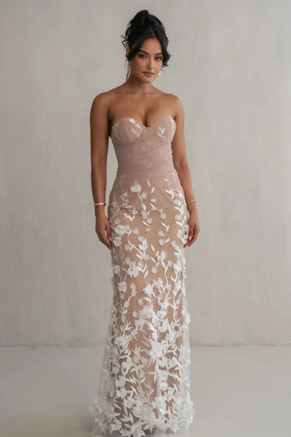 JLUXLABEL Ivory Everlasting Embroidered Gown