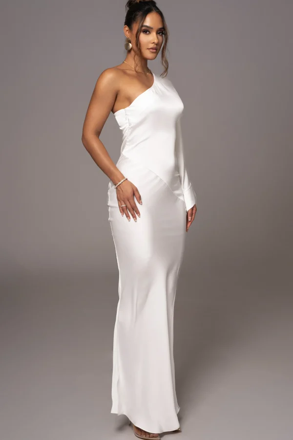 JLUXLABEL Ivory Femme Drape Maxi Dress