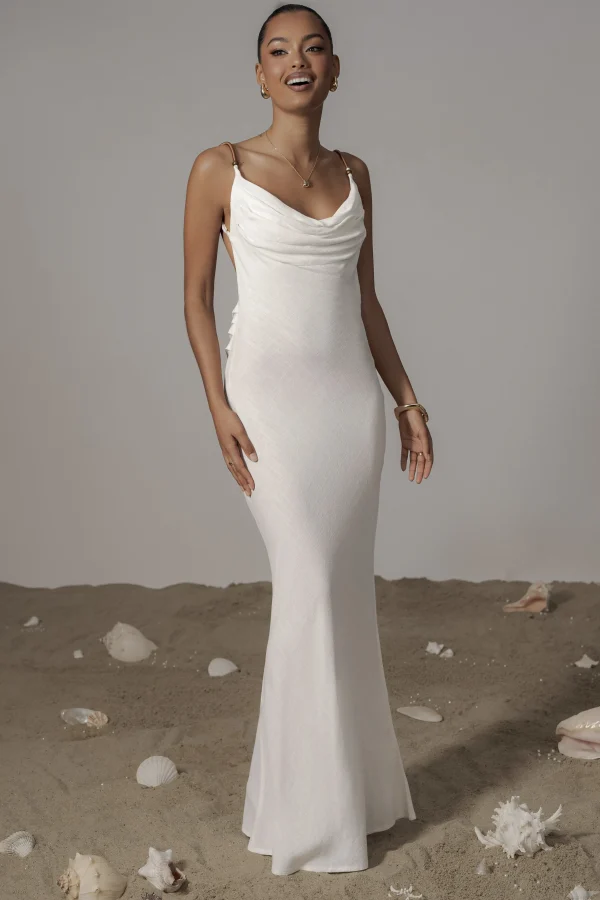 JLUXLABEL Ivory Getaway Linen Maxi Dress