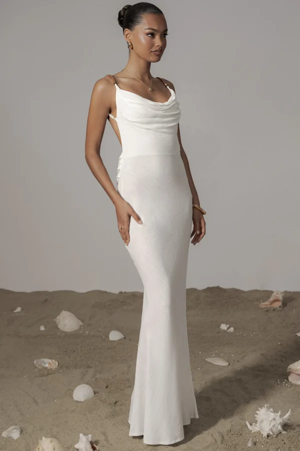 JLUXLABEL Ivory Getaway Linen Maxi Dress