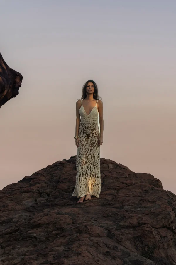 JLUXLABEL Ivory Great Escape Crochet Maxi Dress