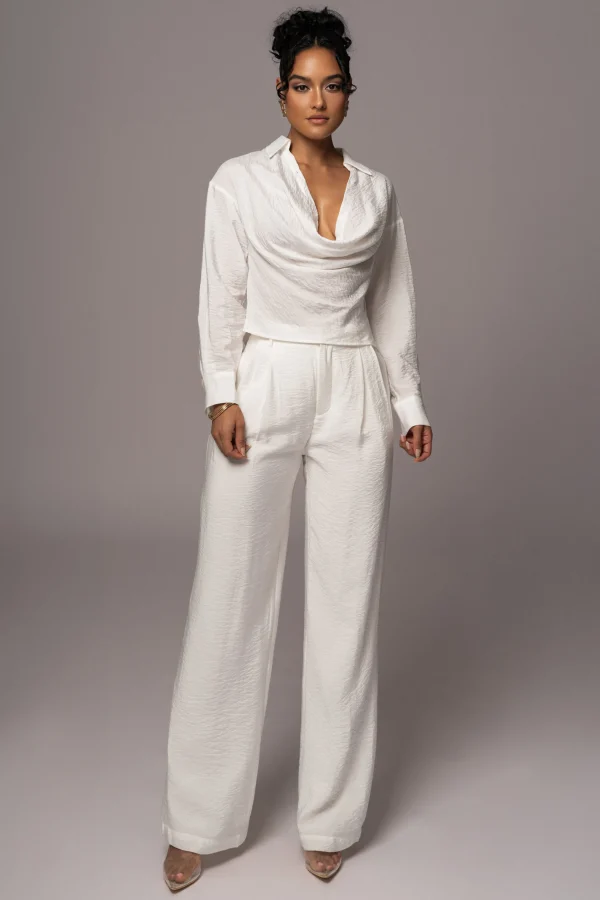 JLUXLABEL Ivory Greta Collared Top
