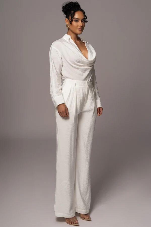 JLUXLABEL Ivory Greta Collared Top