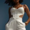 JLUXLABEL Ivory Horizon Linen Corset