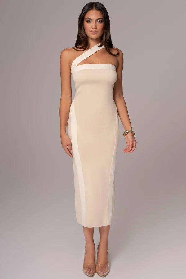 JLUXLABEL Ivory Ivone Asymmetrical Midi Dress