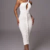 JLUXLABEL Ivory Jess Ruched Midi Dress