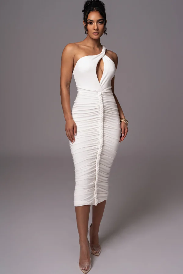 JLUXLABEL Ivory Jess Ruched Midi Dress