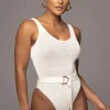 JLUXLABEL Ivory Juliette Knit Belted One Piece
