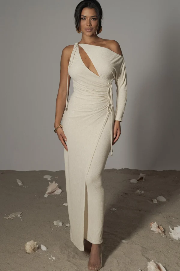 JLUXLABEL Ivory Odelia Crinkled Maxi Dress