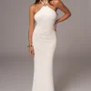 JLUXLABEL Ivory Overseas Halter Maxi Dress