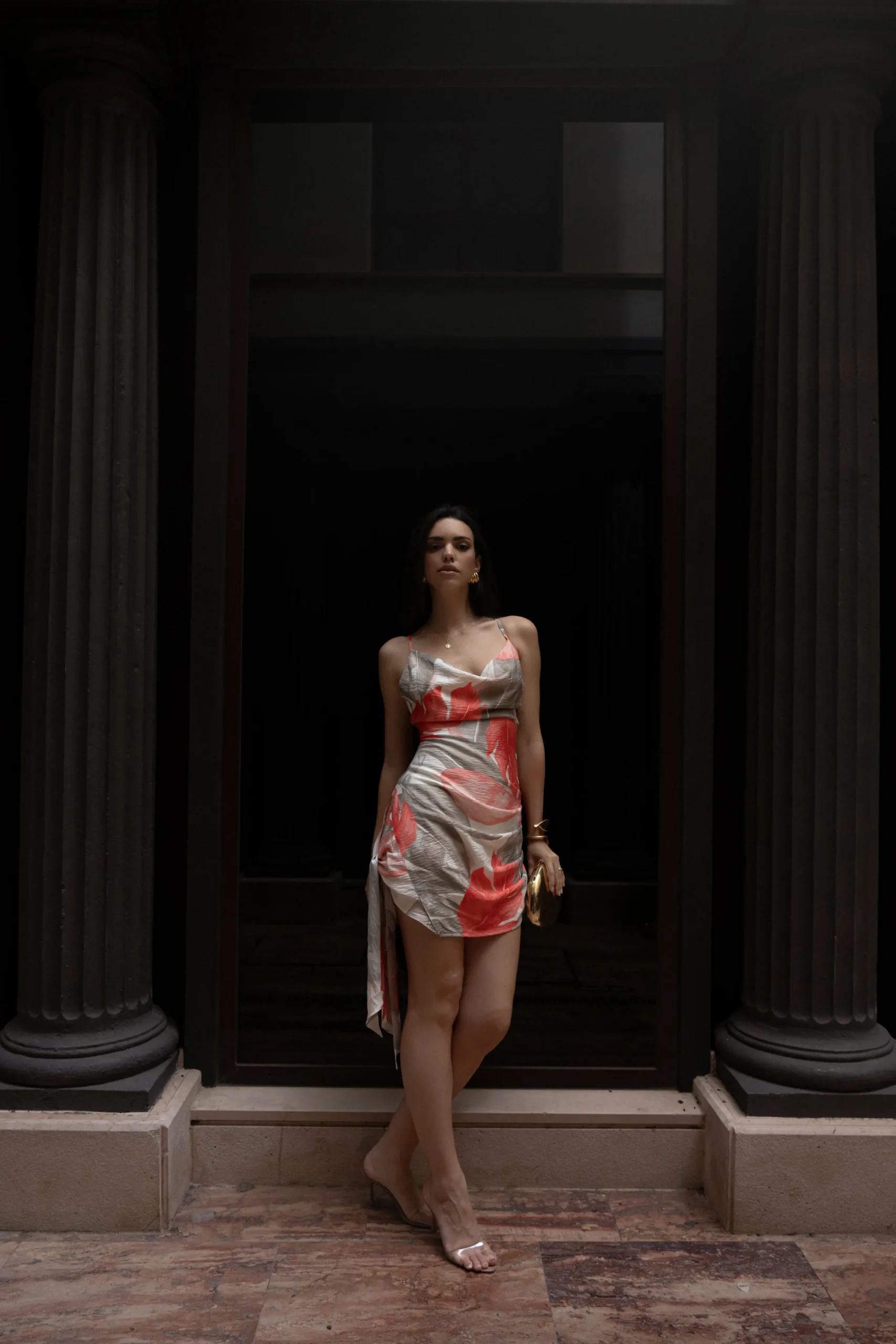 ivory_palm_print_marise_d_7.webp JLUXLABEL Ivory Palm Print Marise Drape Mini Dress