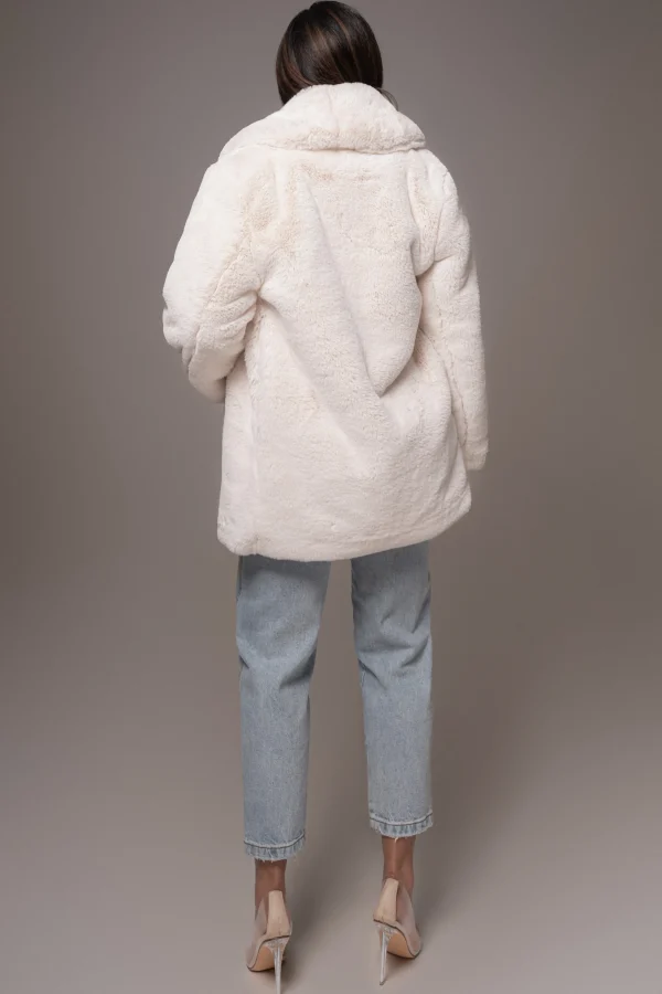 JLUXLABEL Ivory Refined Faux Fur Oversized Coat