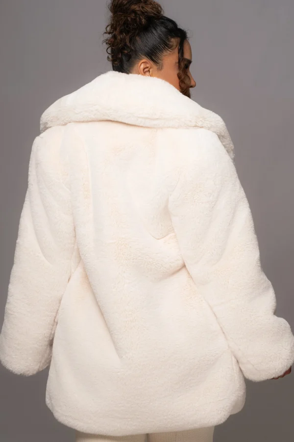 JLUXLABEL Ivory Refined Faux Fur Oversized Coat
