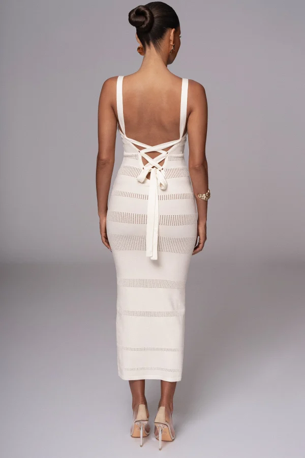 JLUXLABEL Ivory Sandy Shores Knit Midi Dress