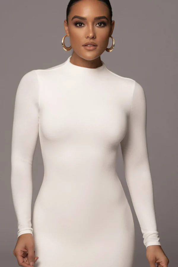 JLUXLABEL Ivory Shaye Mock Neck Dress