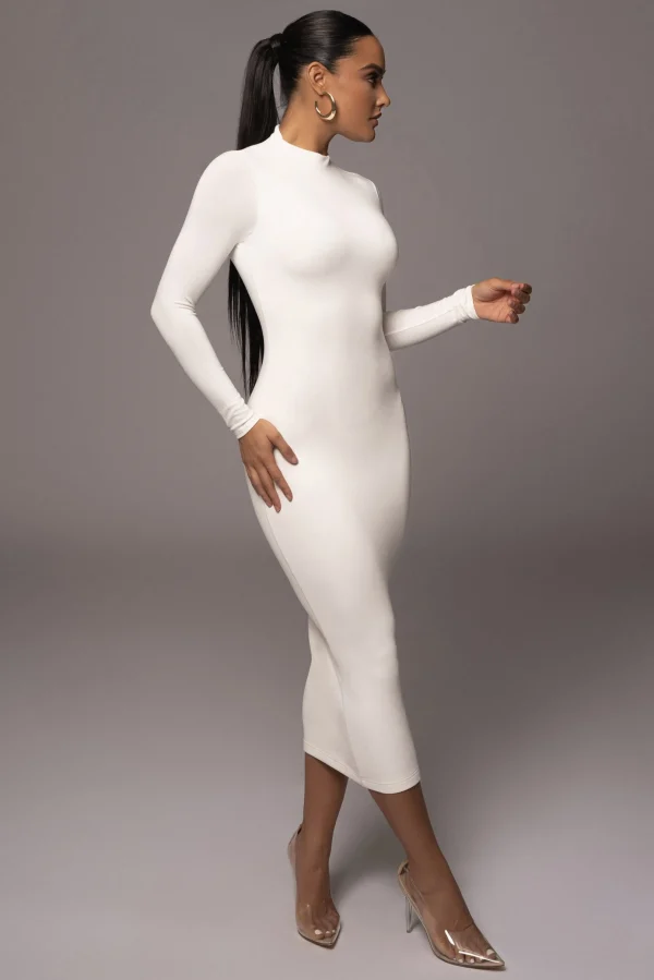 JLUXLABEL Ivory Shaye Mock Neck Dress