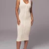 JLUXLABEL Ivory Sleeveless Cable Knit Dress