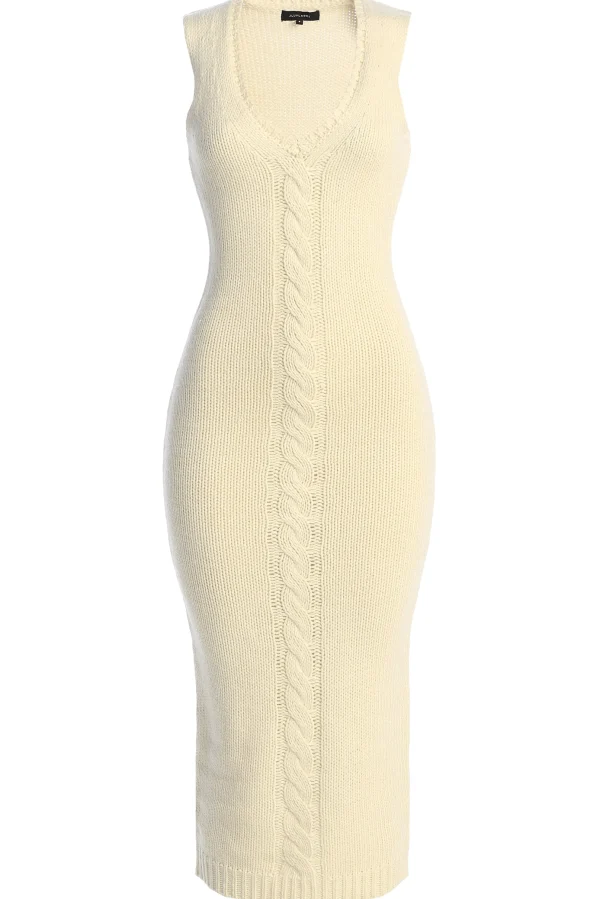 JLUXLABEL Ivory Sleeveless Cable Knit Dress