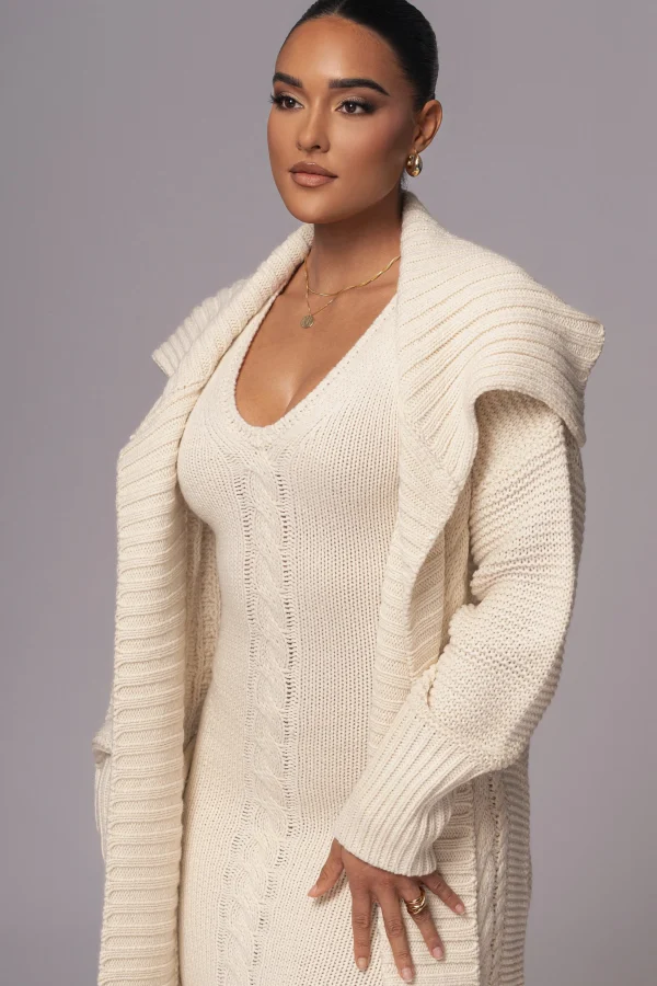 JLUXLABEL Ivory Sleeveless Cable Knit Dress