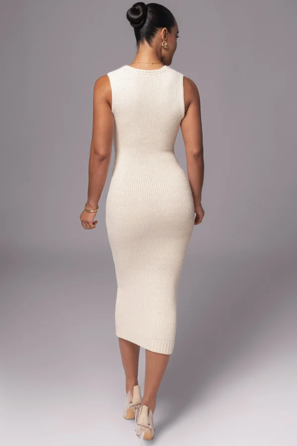 JLUXLABEL Ivory Sleeveless Cable Knit Dress