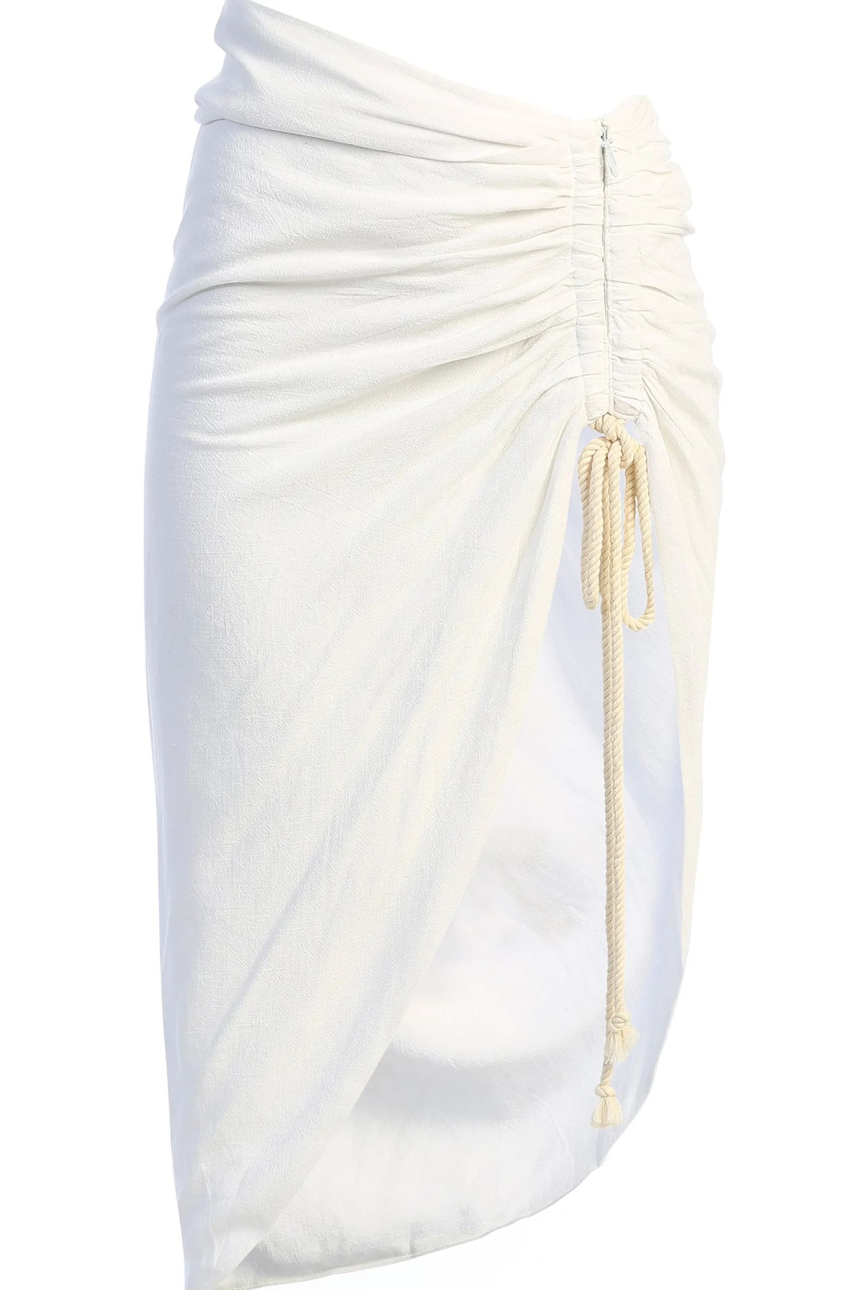 ivory_spring_ruched_linen_3.webp JLUXLABEL Ivory Spring Ruched Linen Skirt