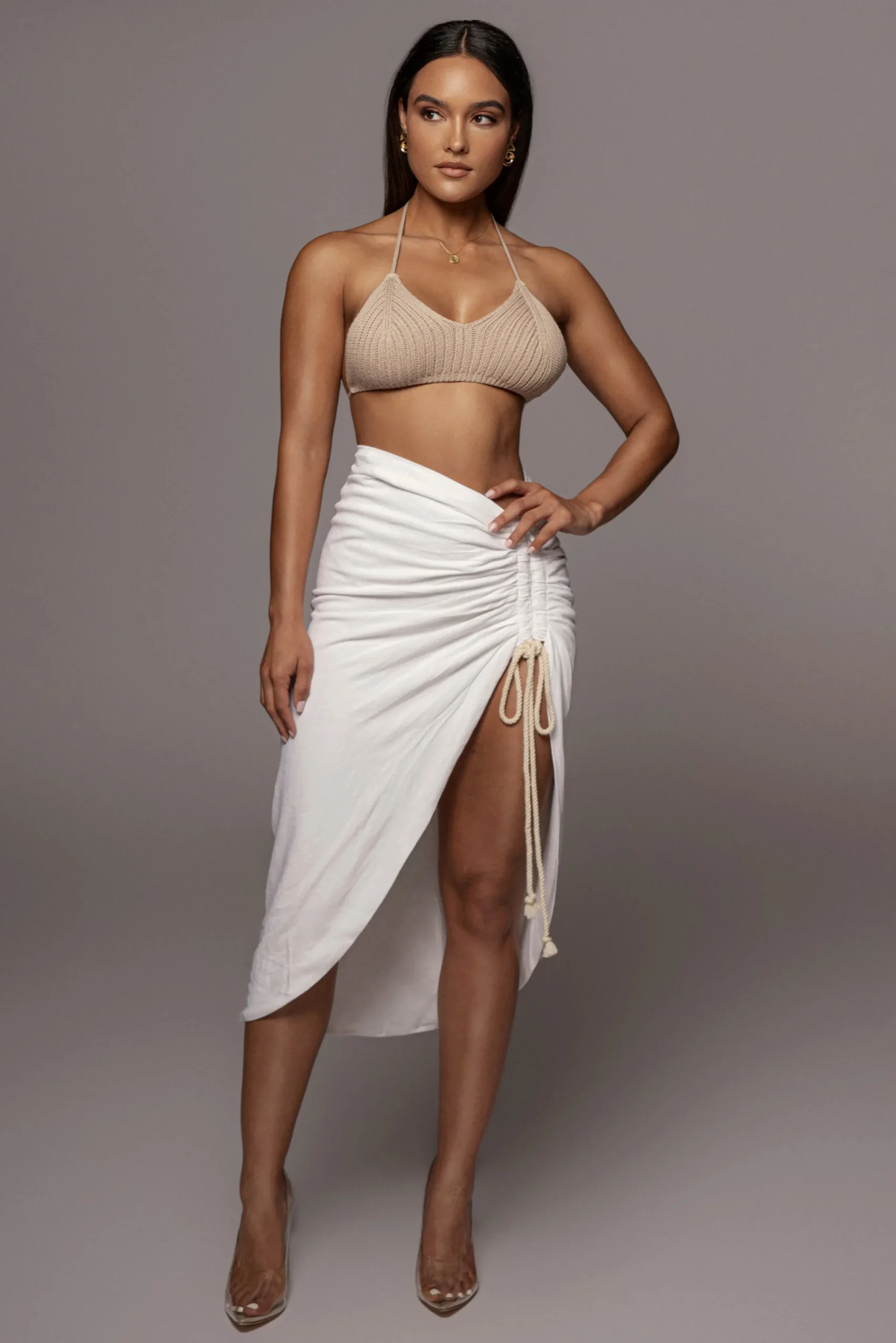 ivory_spring_ruched_linen_6.webp JLUXLABEL Ivory Spring Ruched Linen Skirt