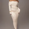 JLUXLABEL Ivory Sweater Knit Off The Shoulder Dress