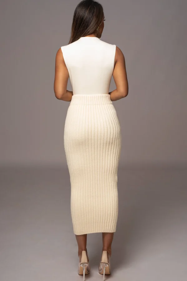 JLUXLABEL Ivory Take Me Home Ribbed Skirt