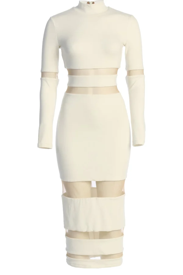 JLUXLABEL Ivory The One Mock Neck Midi Dress