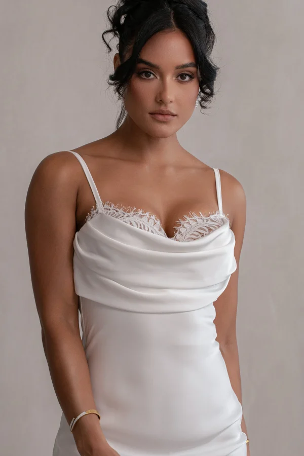 JLUXLABEL Ivory Unveiled Satin Maxi Dress