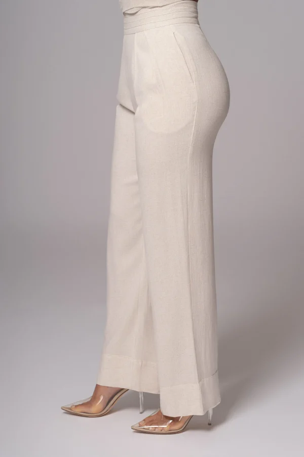 JLUXLABEL Ivory Villa Views Linen Trousers