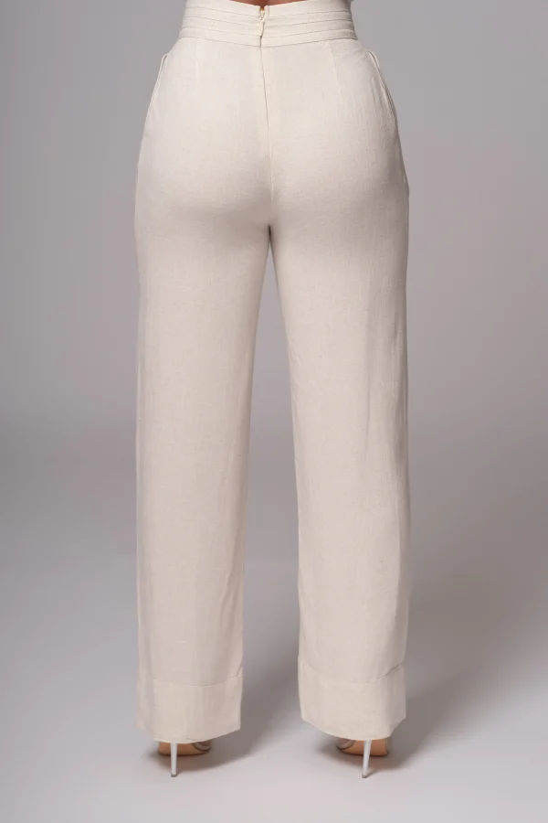 JLUXLABEL Ivory Villa Views Linen Trousers