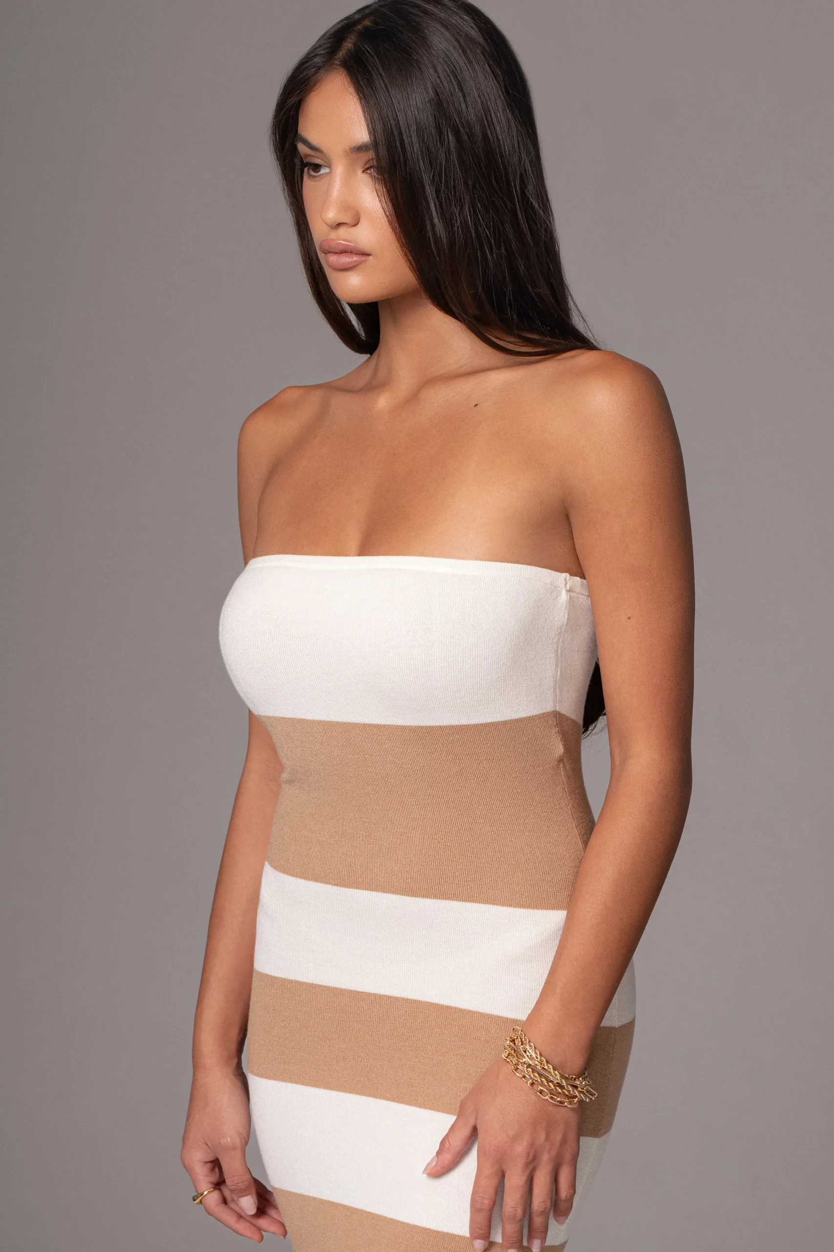ivorybeige_striped_strapl_8.webp JLUXLABEL Ivory/Beige Striped Strapless Midi Dress
