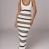 JLUXLABEL Ivory/Black Destiny Knit Maxi Dress