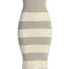 JLUXLABEL Ivory/Heather Grey Striped Strapless Midi Dress